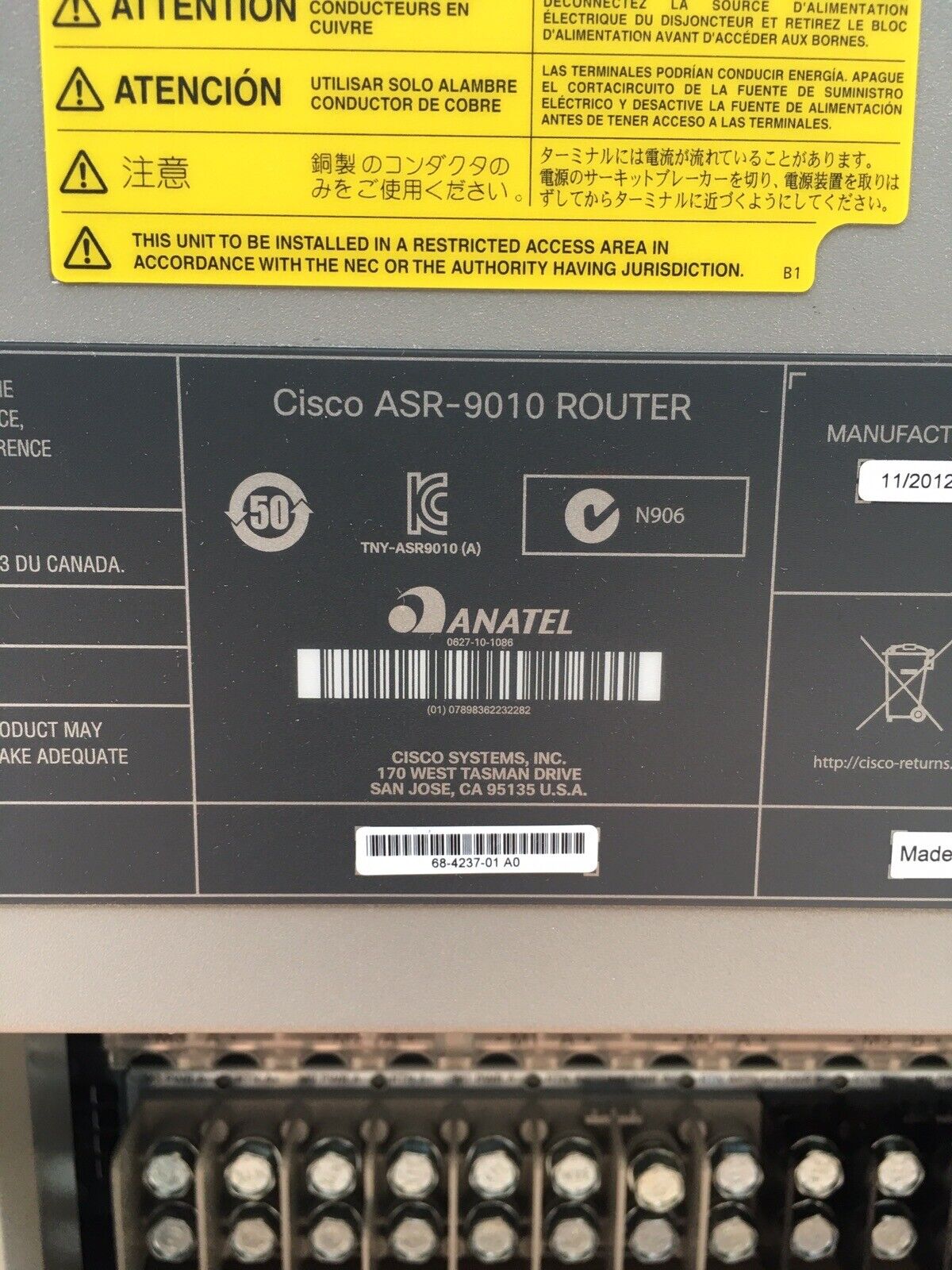 Cisco ASR-9010 Router Chassis W/ Fan Blades No Power Supply Hard Drives Removed