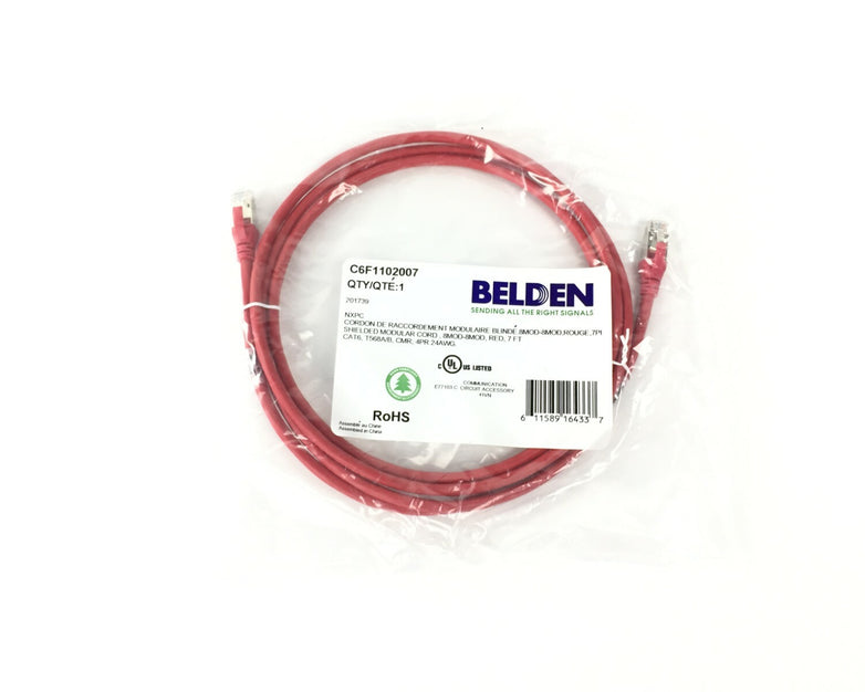 Belden C6F1102007 CAT6 Ethernet Patch Networking Cable 201739 Cord, RED, 7-Foot