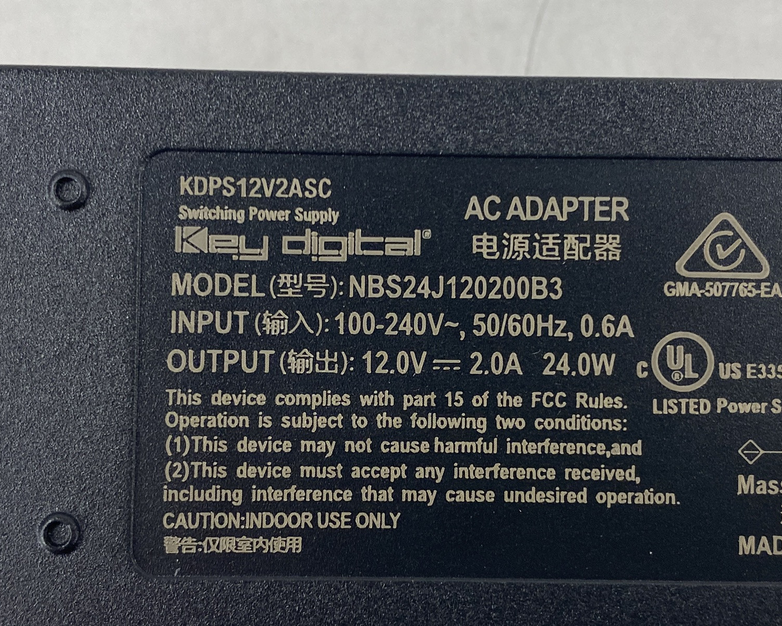 Key Digital NBS24J120200B3 12V 2.0A 24W AC Adapter Lot of 4