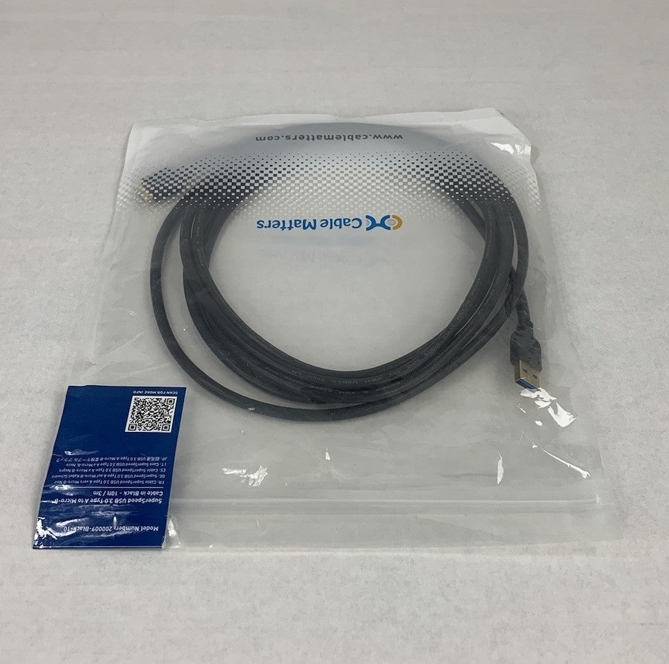 CableMatters 900009-Black-10 Superspeed USB 3.0 Type A to Micro B 10ft Cable