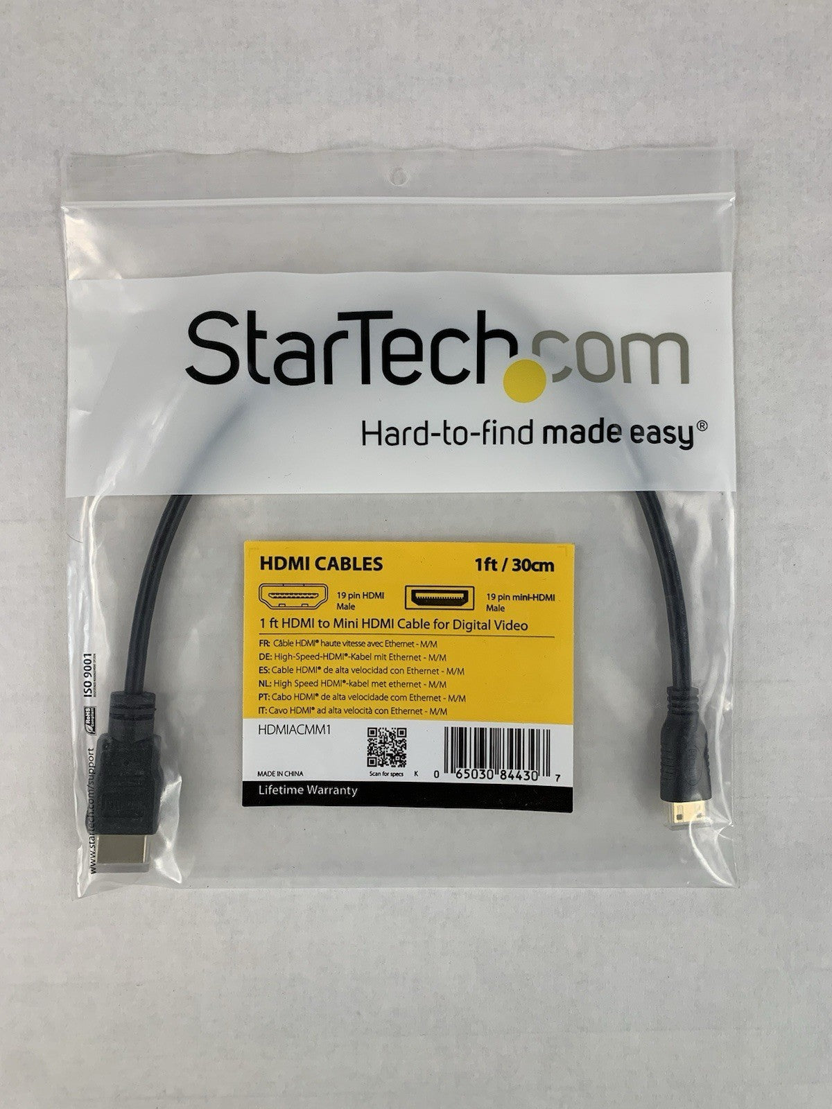 Startech HDMIACMM1 1ft HDMI to Mini HDMI Cable (Lot of 3)