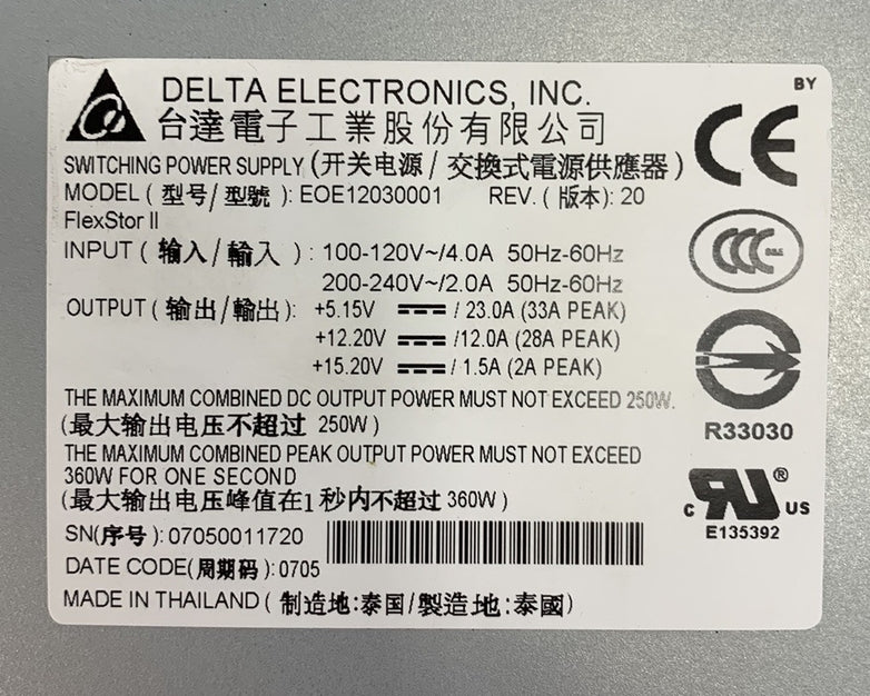 Delta  Electronics EOE12030001 250W Switching Power Supply