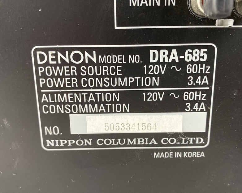 Denon DRA-685 AM/FM Stereo Receiver - Parts or Repair