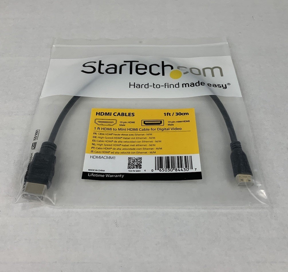 Startech HDMIACMM1 1ft HDMI to Mini HDMI Cable (Lot of 3)