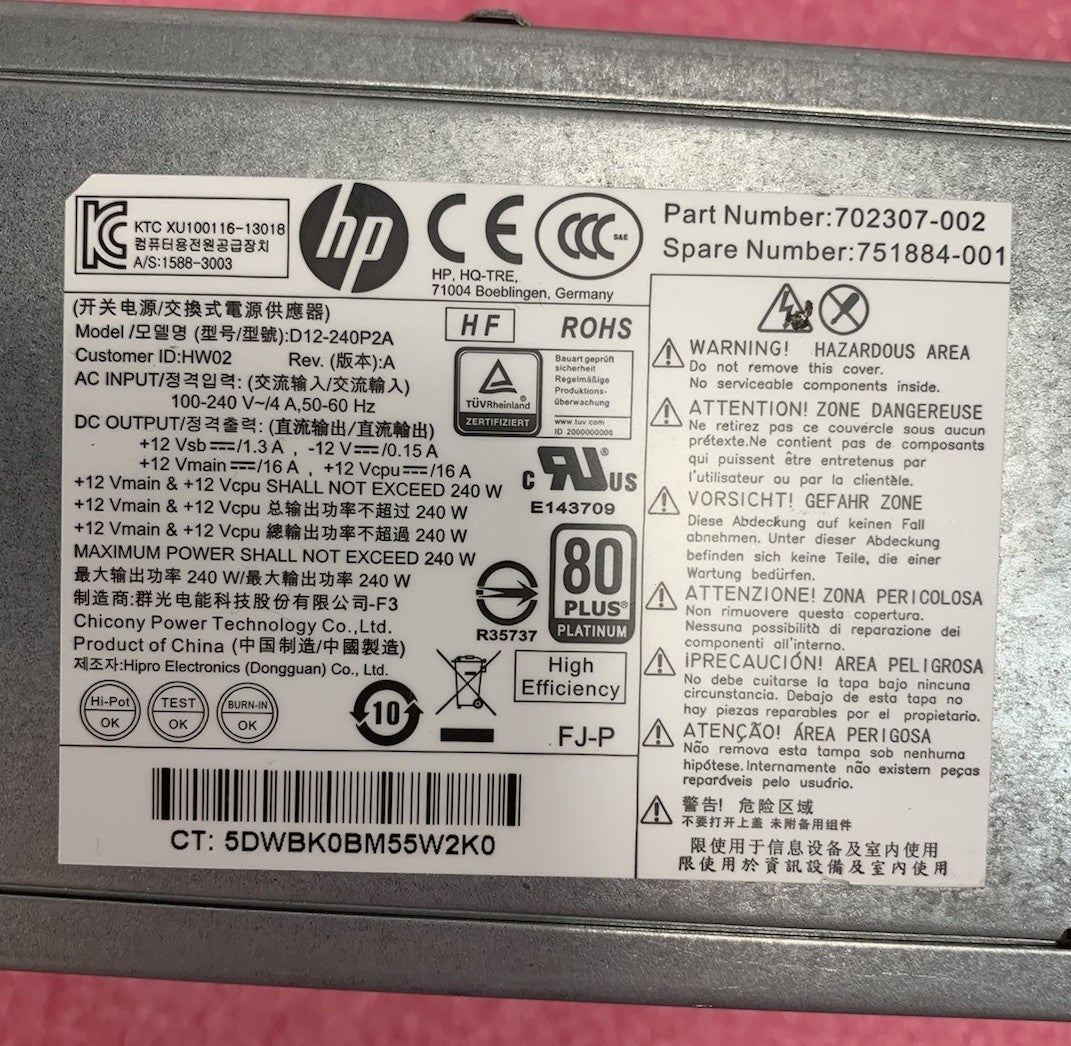 HP ProDesk D12-240P2A 240W Power Supply