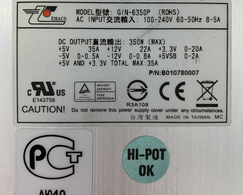 Emacs GIN-6350P 350W Power Supply