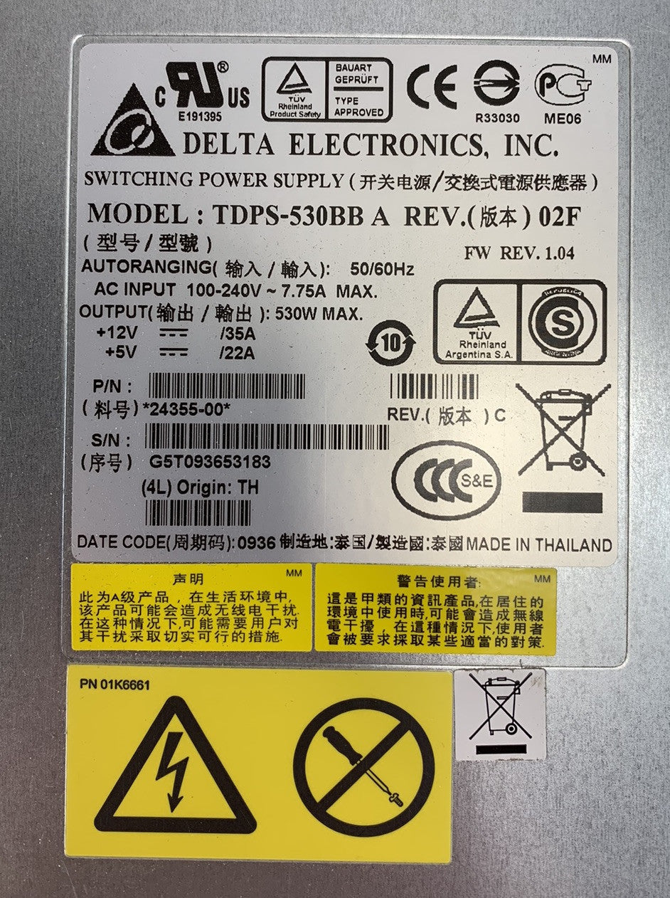 Delta TDPS-530BB A 530W Switching Power Supply