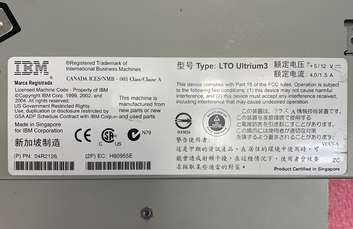IBM LTO Ultrium3 Tape Drive 24R2126