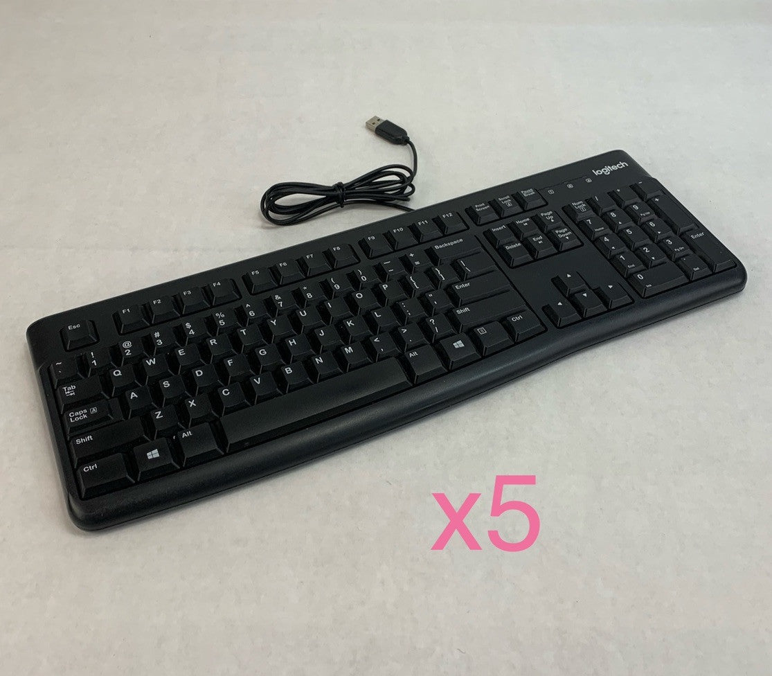 Logitech K120 YU0036 USB Wired Keyboard (Lot of 5)