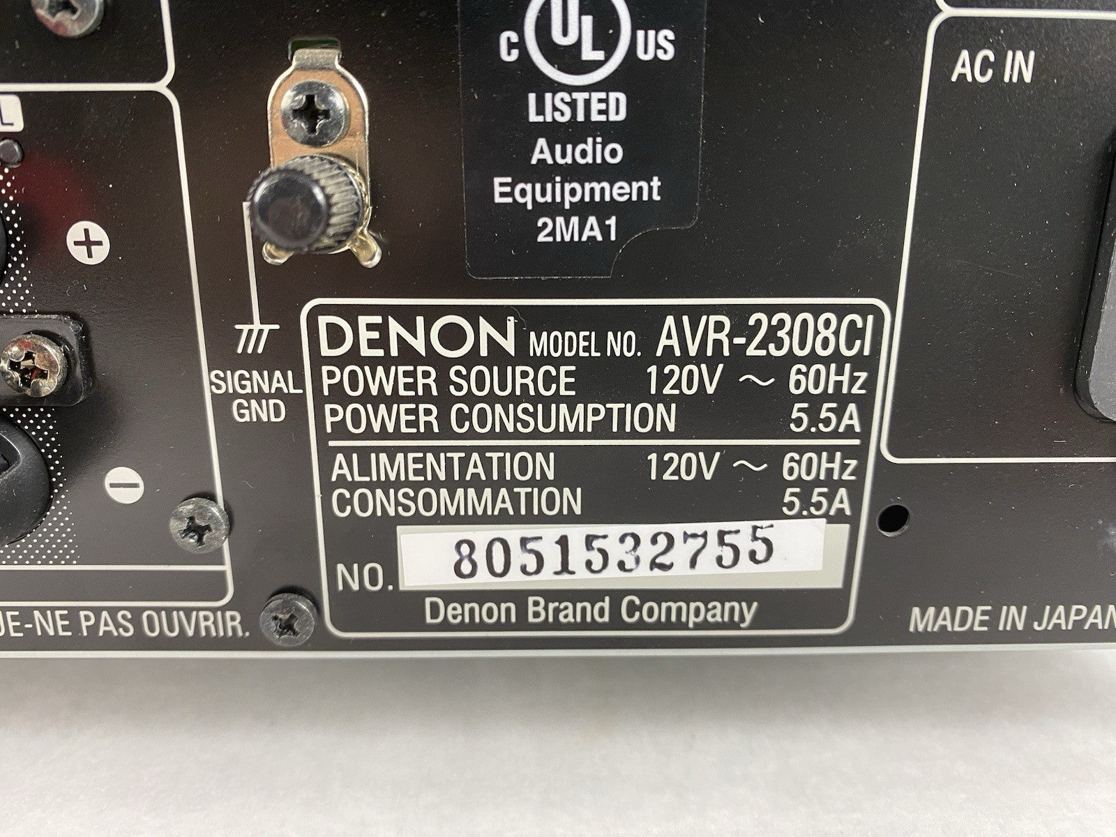 Denon AVR-2308CI AV Surround Receiver Parts or Repair