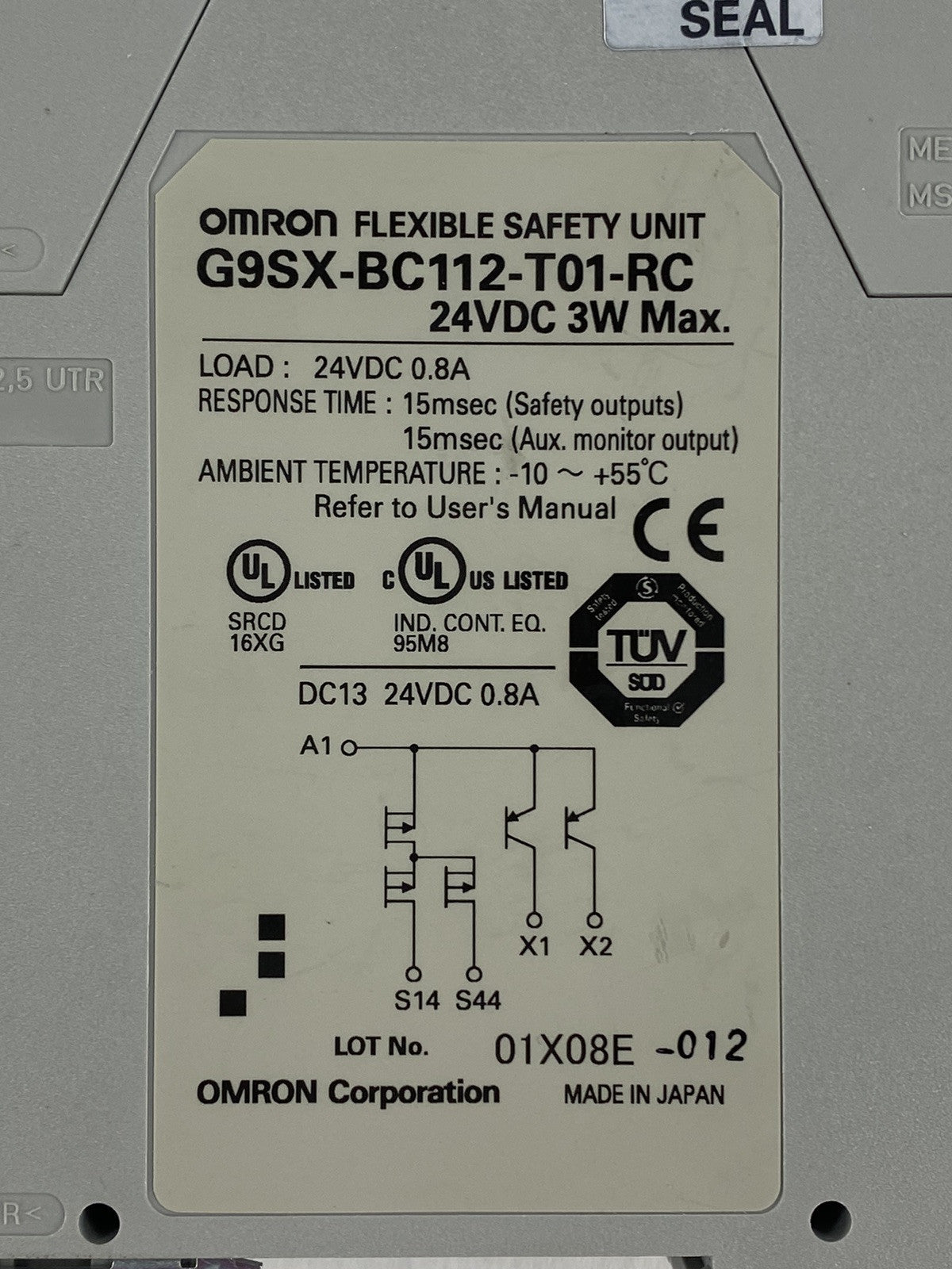 OMRON G9SX-BC112-T01-RC Flexible Safety Unit Load 24Vdc 0.8A