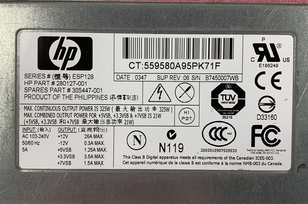 HP ESP128 325W Modular Power Supply (Lot of 2)