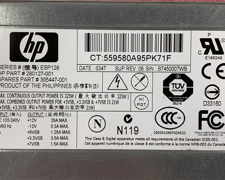 HP ESP128 325W Modular Power Supply (Lot of 2)