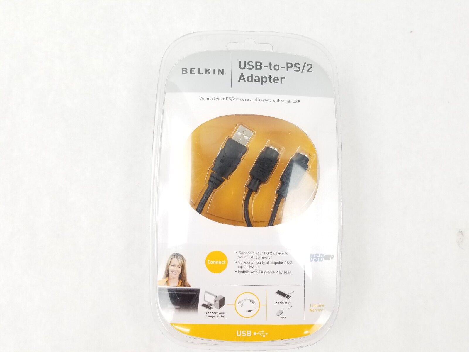 Belkin USB-to-PS/2 Adapter Connect PS/2 Mouse & Keyboard through USB NEW SEALED