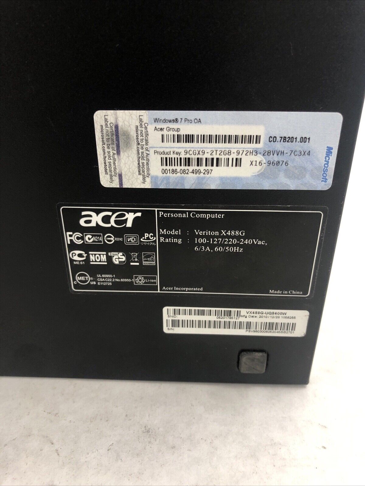 Acer Veriton X488G SFF Intel Core 2 Quad Q8400 2.66GHz 4GB RAM No HDD No OS