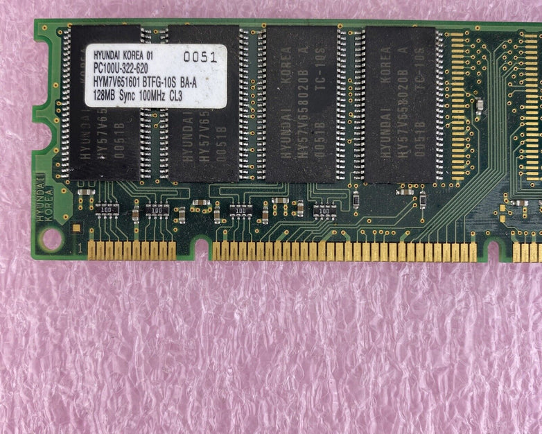 128MB Hyundai HYM7V651601 BTFG-10S BA-A PC100U-322-620 CL3 SDRAM memory