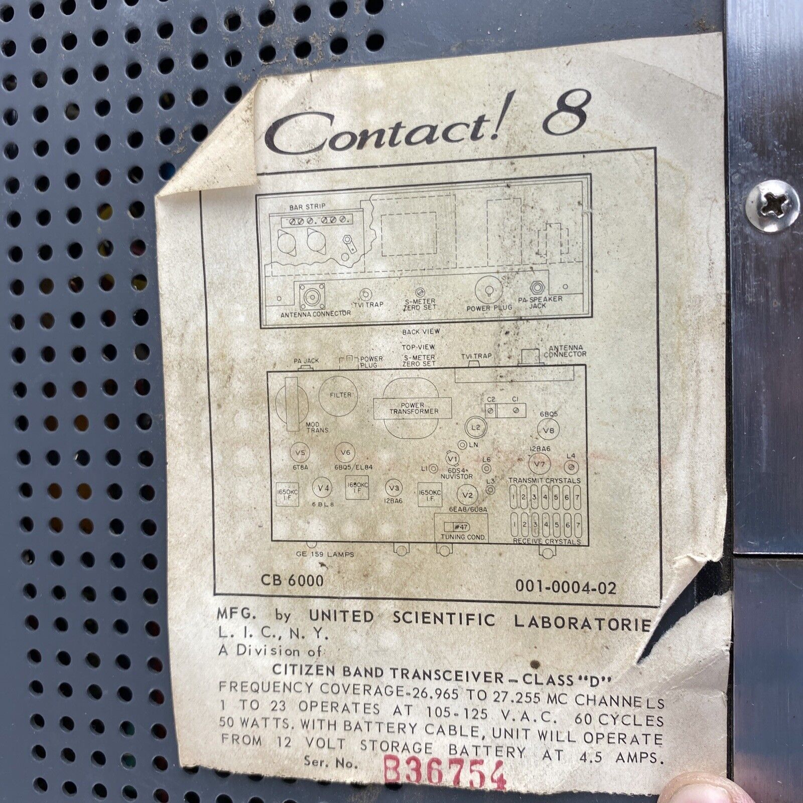 USL Contact 8  23-Channel CB Transceiver Radio Vintage