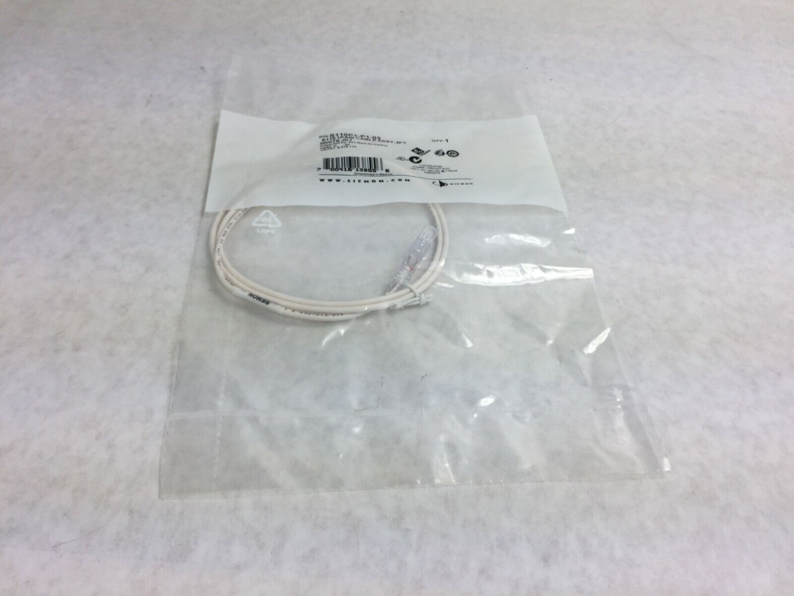 Seimens S110 Cable Assy  3 ft  S110P1-P1-03  White