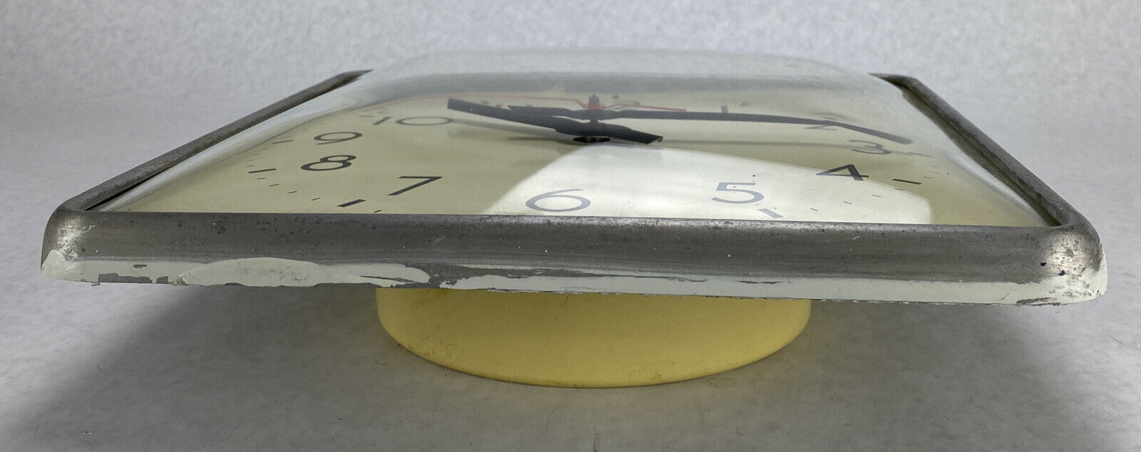 Simplex 804-009 Vintage Wall Slave Clock Thick Glass Metal Square 12.5" x 12.5"