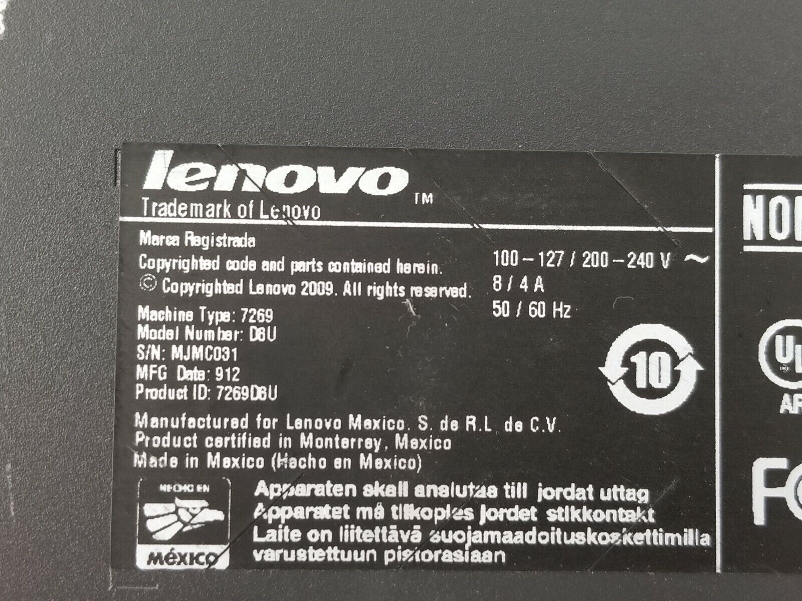 Lenovo ThinkCenter 7269-D86 DT Intel Core 2 Quad Q9400 2.80GHz 2GB RAM