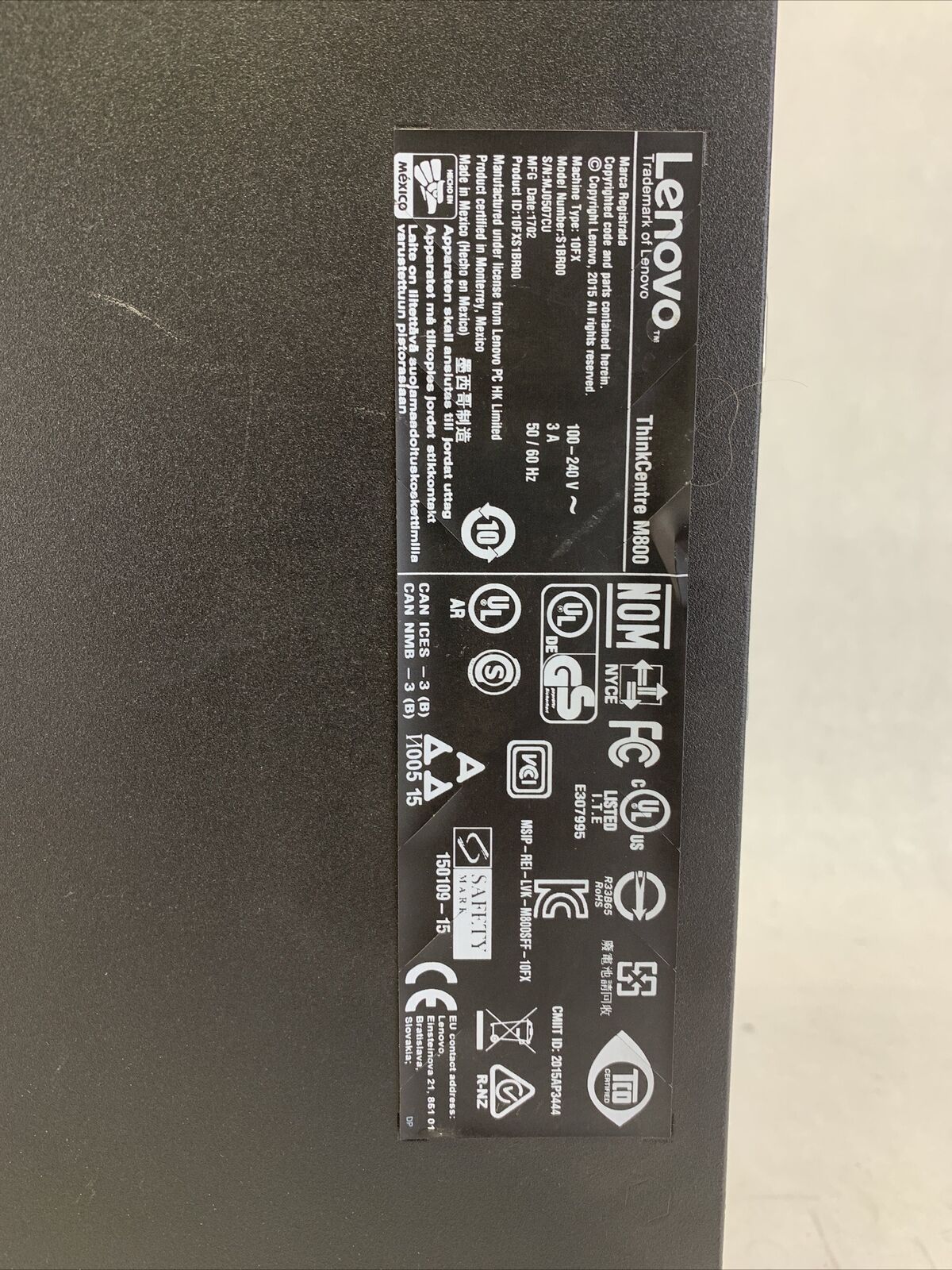 Lenovo ThinkCentre M800 SFF Intel Core i3-6100 3.7GHz 8GB RAM No HDD No OS