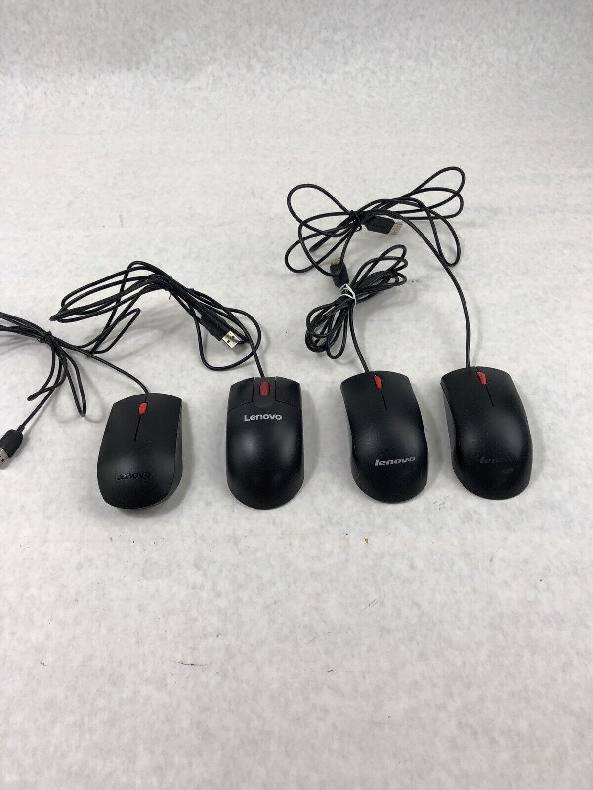 Lot of 4 Assorted Lenovo Wired USB Mice - 2 45J4889 - 1 0PH133 - 1 03X6861