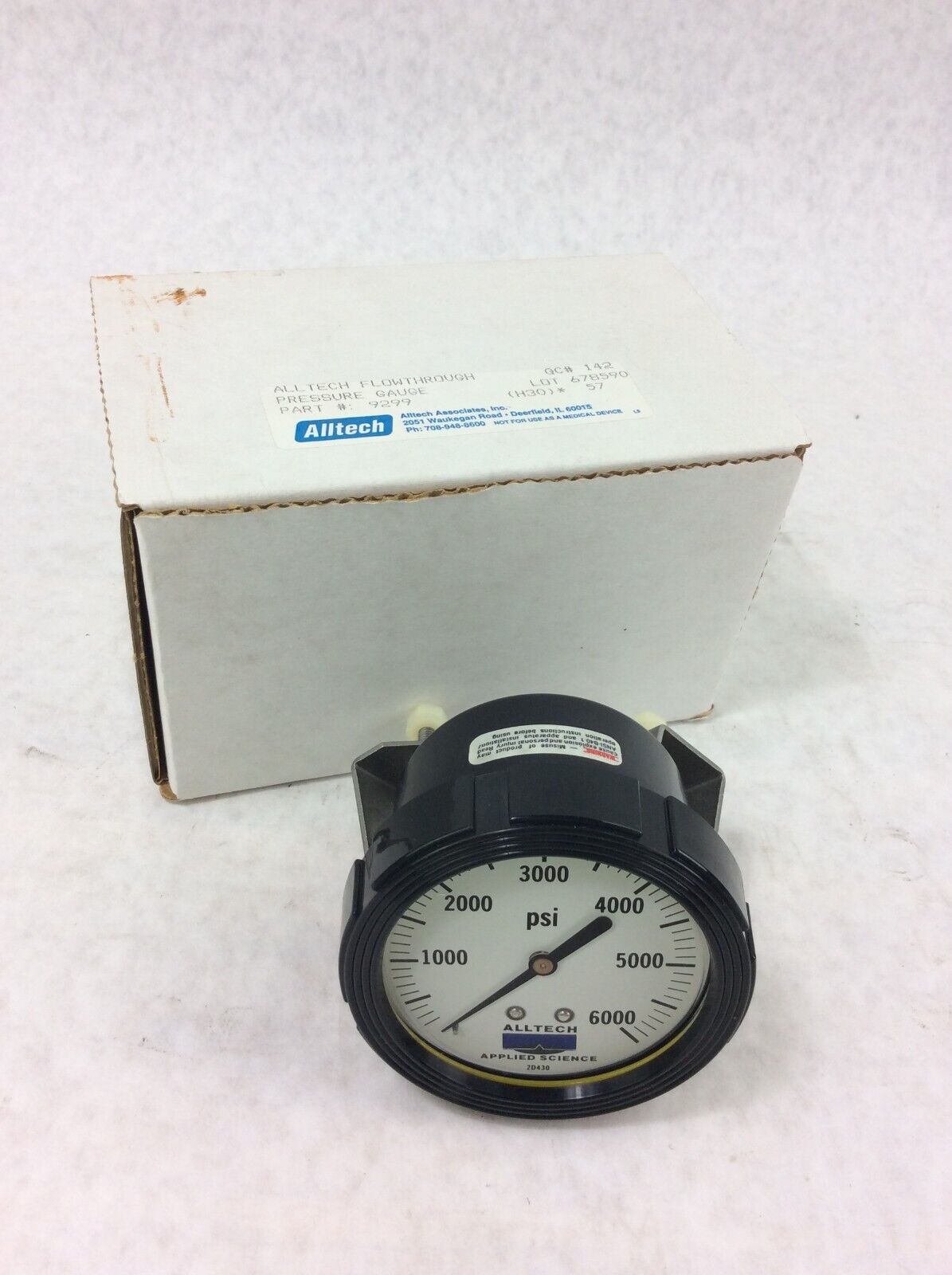 Alltech 9299 Flowthrough Pressure Gauge 6000 PSI