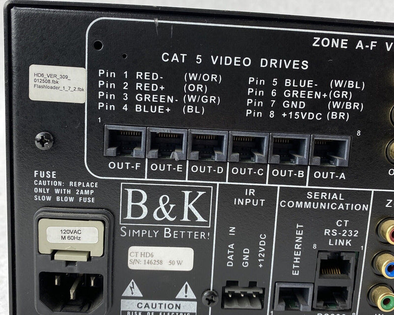 B&K CT-HD-6 Zone Amplifier & Controller POWERS ON, SOLD AS IS