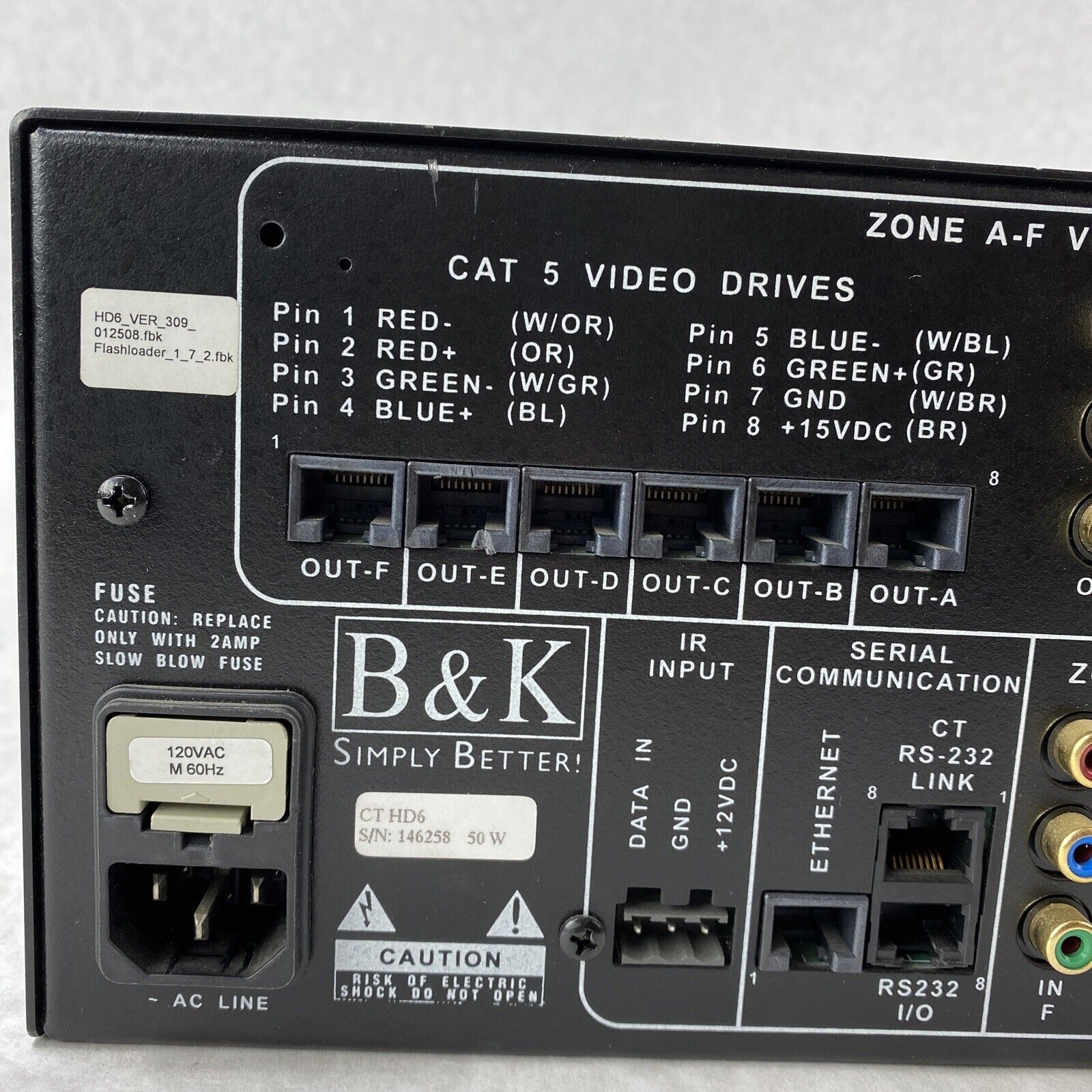 B&K CT-HD-6 Zone Amplifier & Controller POWERS ON, SOLD AS IS