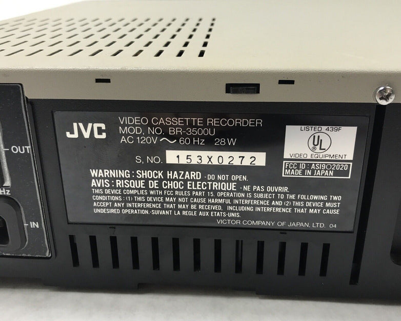JVC Video Cassette Recorder BR-3500U VHS Player