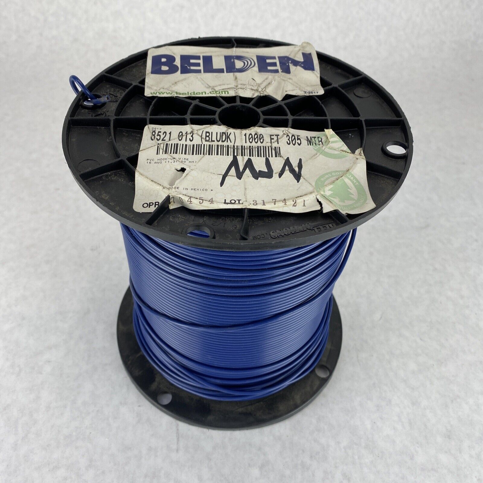 11.45 lbs Remaining Belden 8521 013 BLUDK 16awg Copper PVC Hook Up Wire