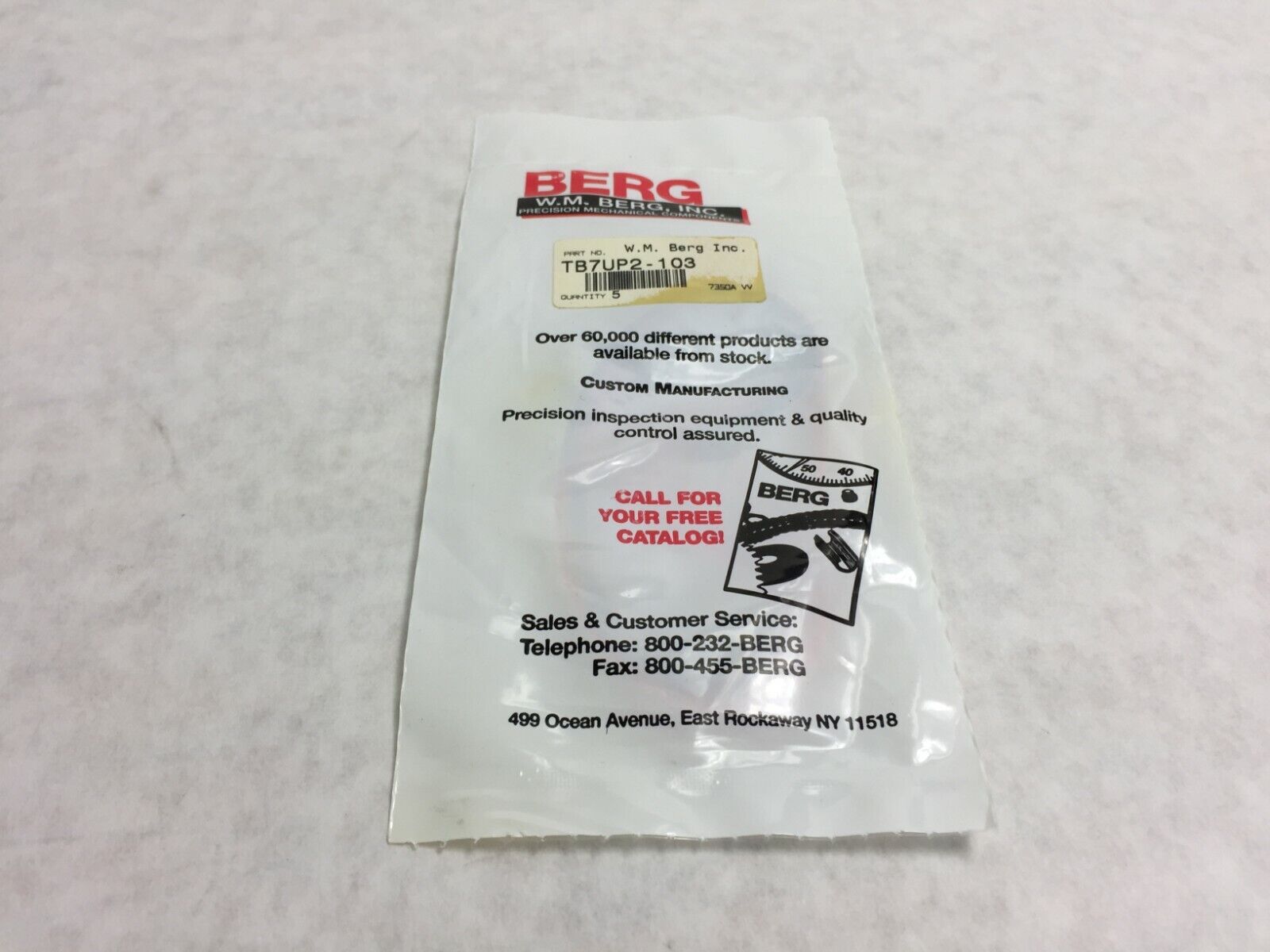 W.M. Berg O-Ring TB7UP2-103  Factory Sealed Package of 5  NOS