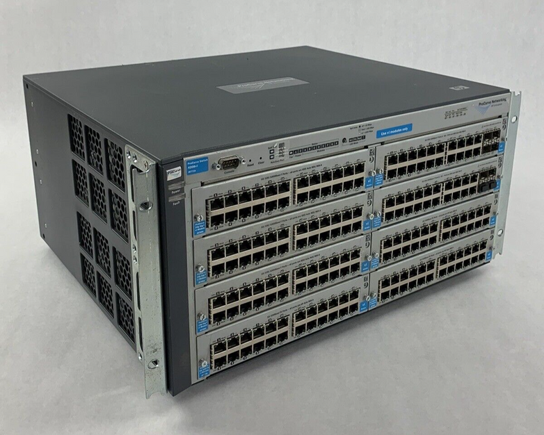 HP ProCurve Network Switch J8773A 4208VL Chassis w/ 6x J8768A and 2x J9033A