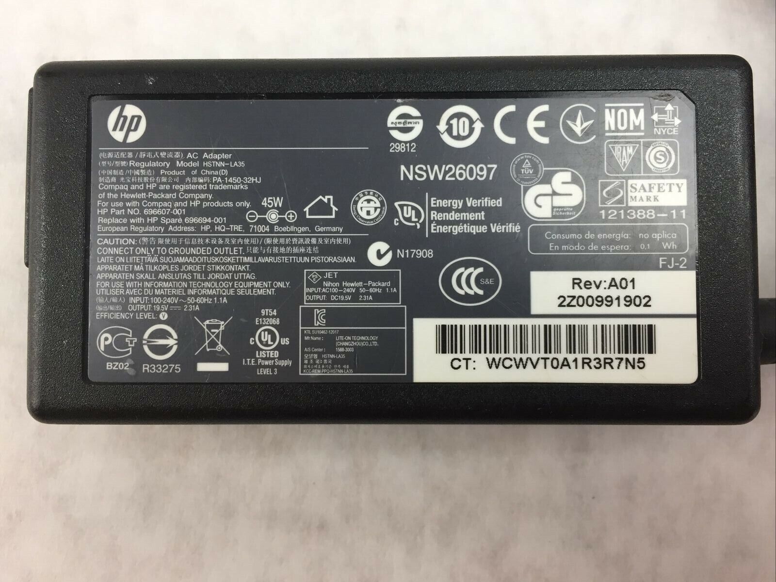 HP 45W 696607-001 Laptop AC Adapter Power Charger