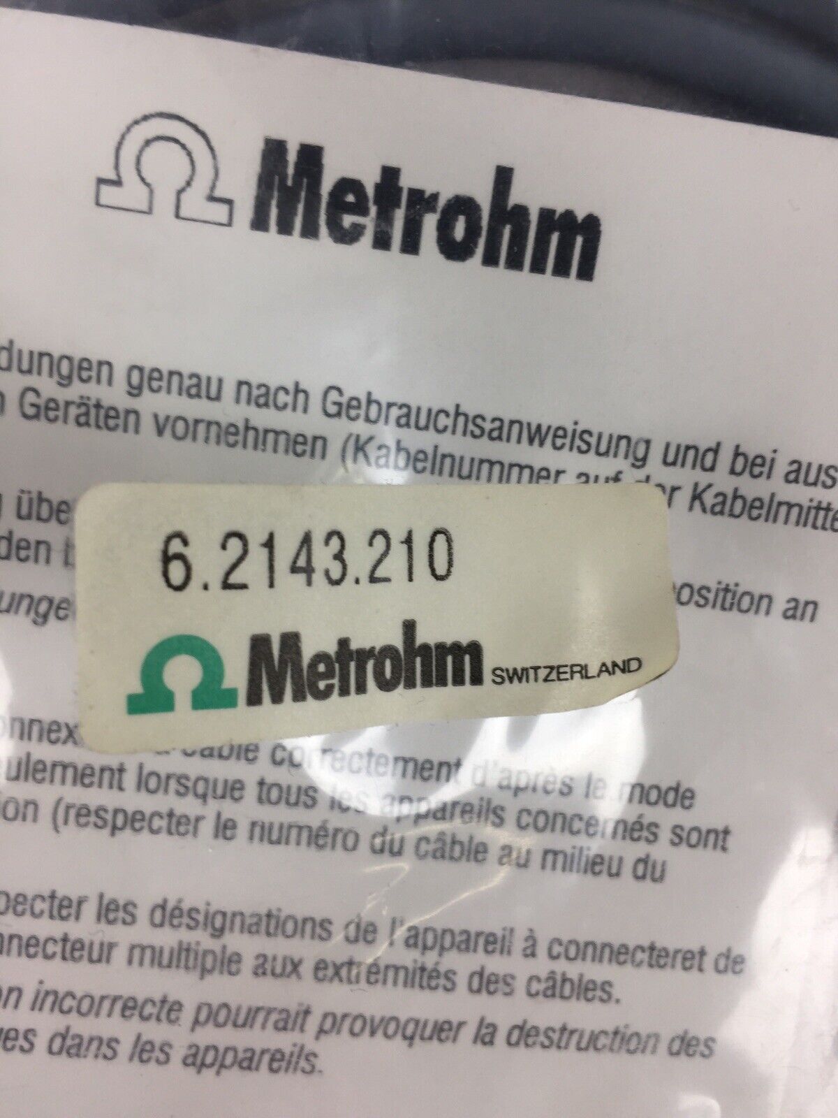 METROHM BRINKMANN 6.2143.210 CONNECTING CABLE