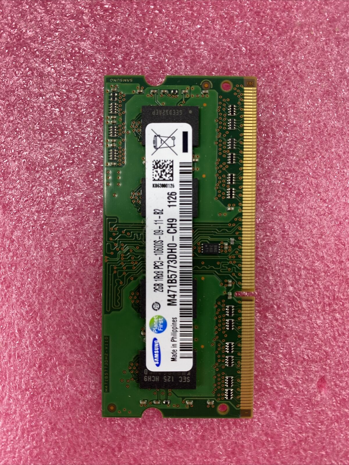 2x 2GB Samsung M471B5773DH0-CH9 PC3-10600S DDR3-1333MHz 204pin So-DIMM Memory