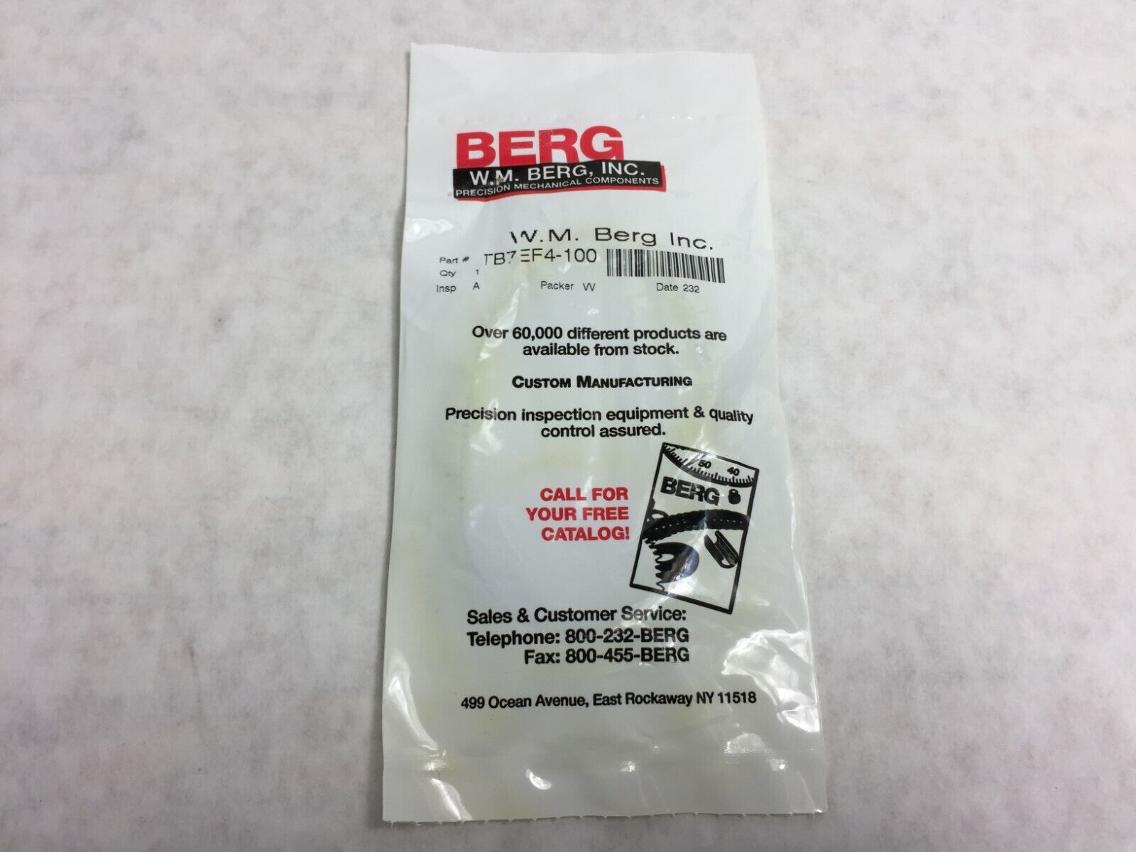 W.M. Berg O-Ring TB7EF4-100  Factory Sealed Package  NOS