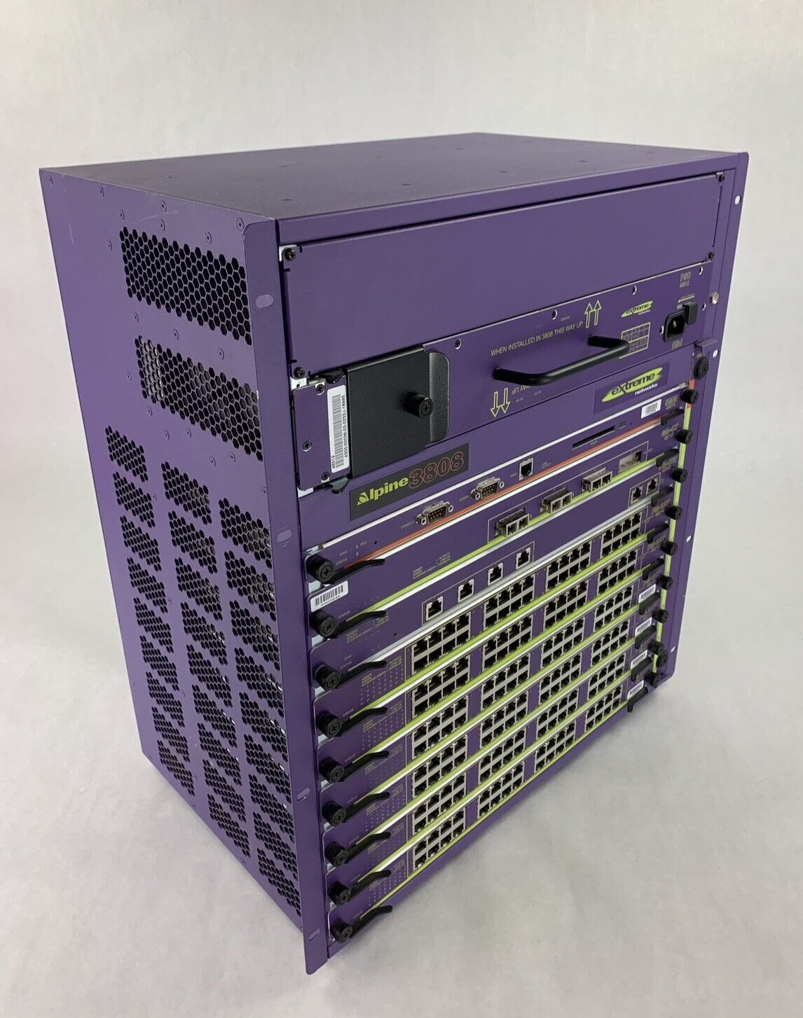 Extreme Networks Alpine 3808 9 Slot Switch 45080 6x FM-32T 1x WM-4T1 1x GM-4X
