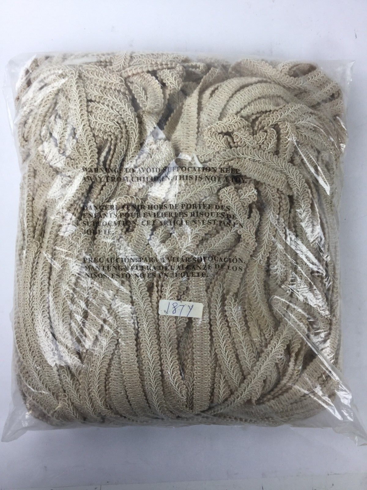 Beige  187 Yards Gimp Braided Vintage Trim, NEW