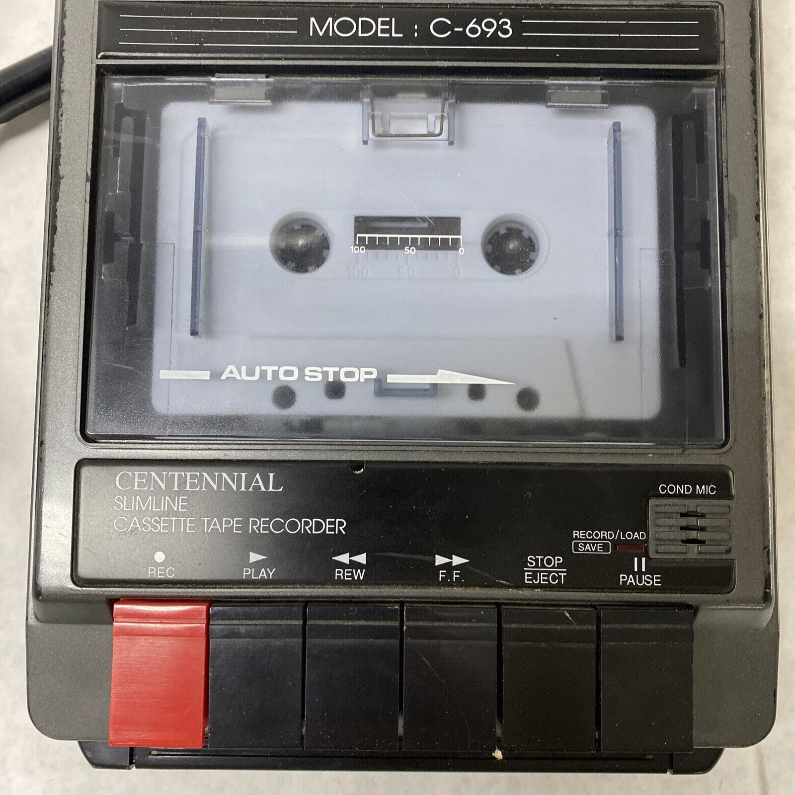 Centennial C-693 Slimline Cassette Tape Recorder NO FAST FORWARD