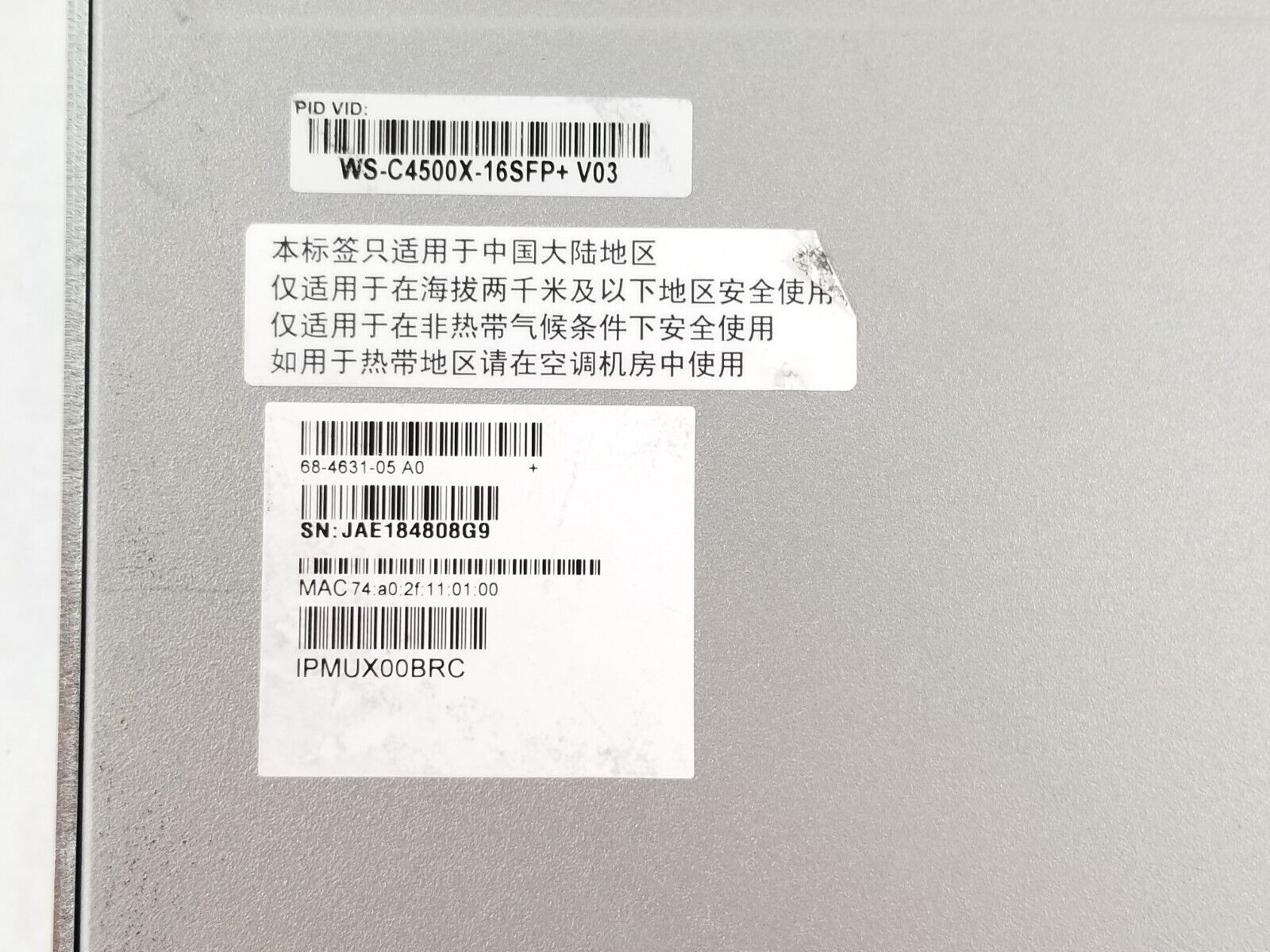 Cisco Catalyst 4500-X WS-C4500X-16SFP+ V03 16-Port 10GB Network Switch 2x 750W