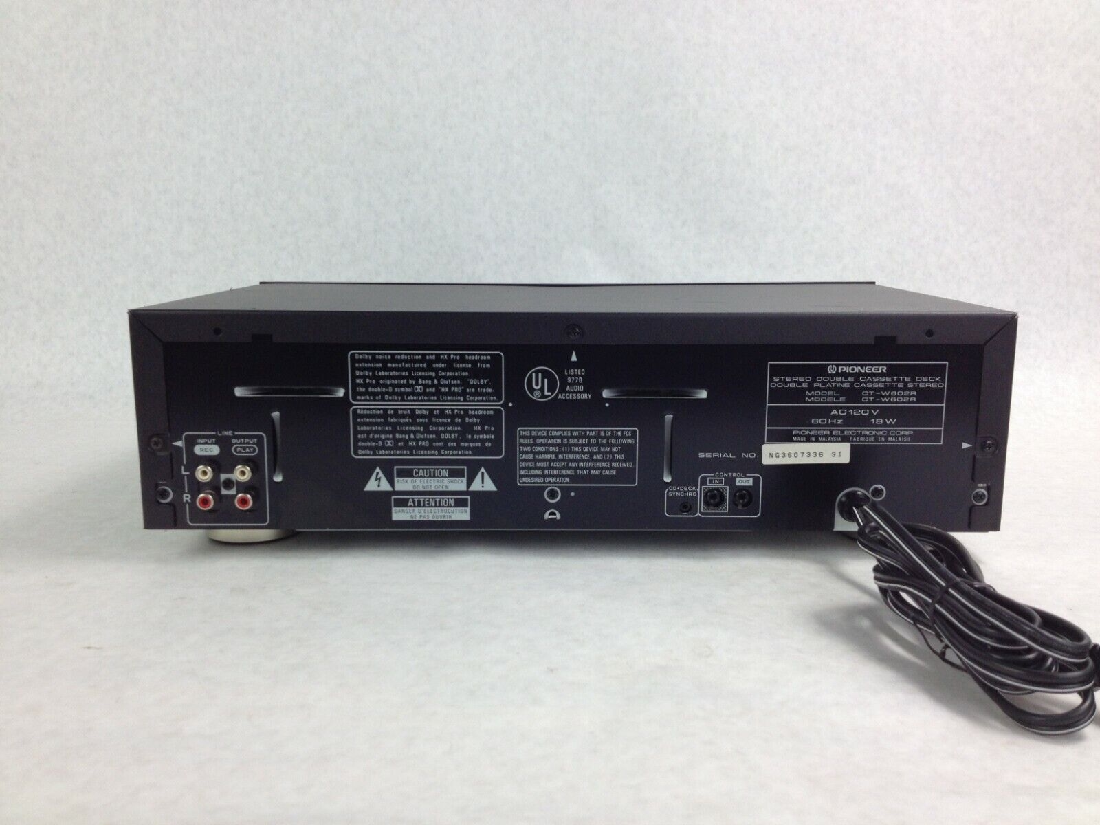 Pioneer CT-W602R Stereo Double Cassette Deck
