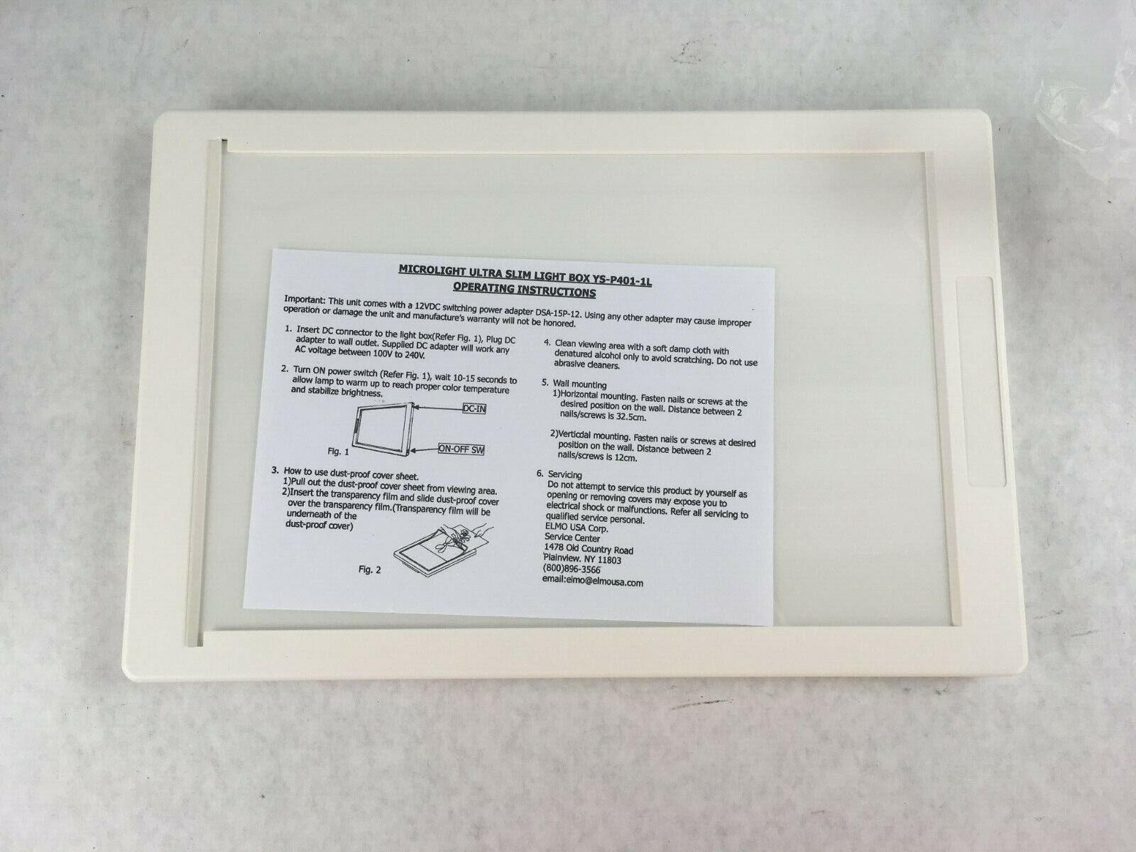 Elmo 1108 Base Light Box YS-P401-1L Ultra Slim White NOS