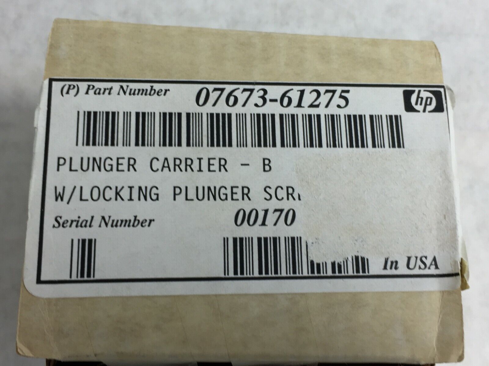 Agilent hp Plunger Carrier B w/Locking Plunger Screw 07673-61275 7673 Series NIB