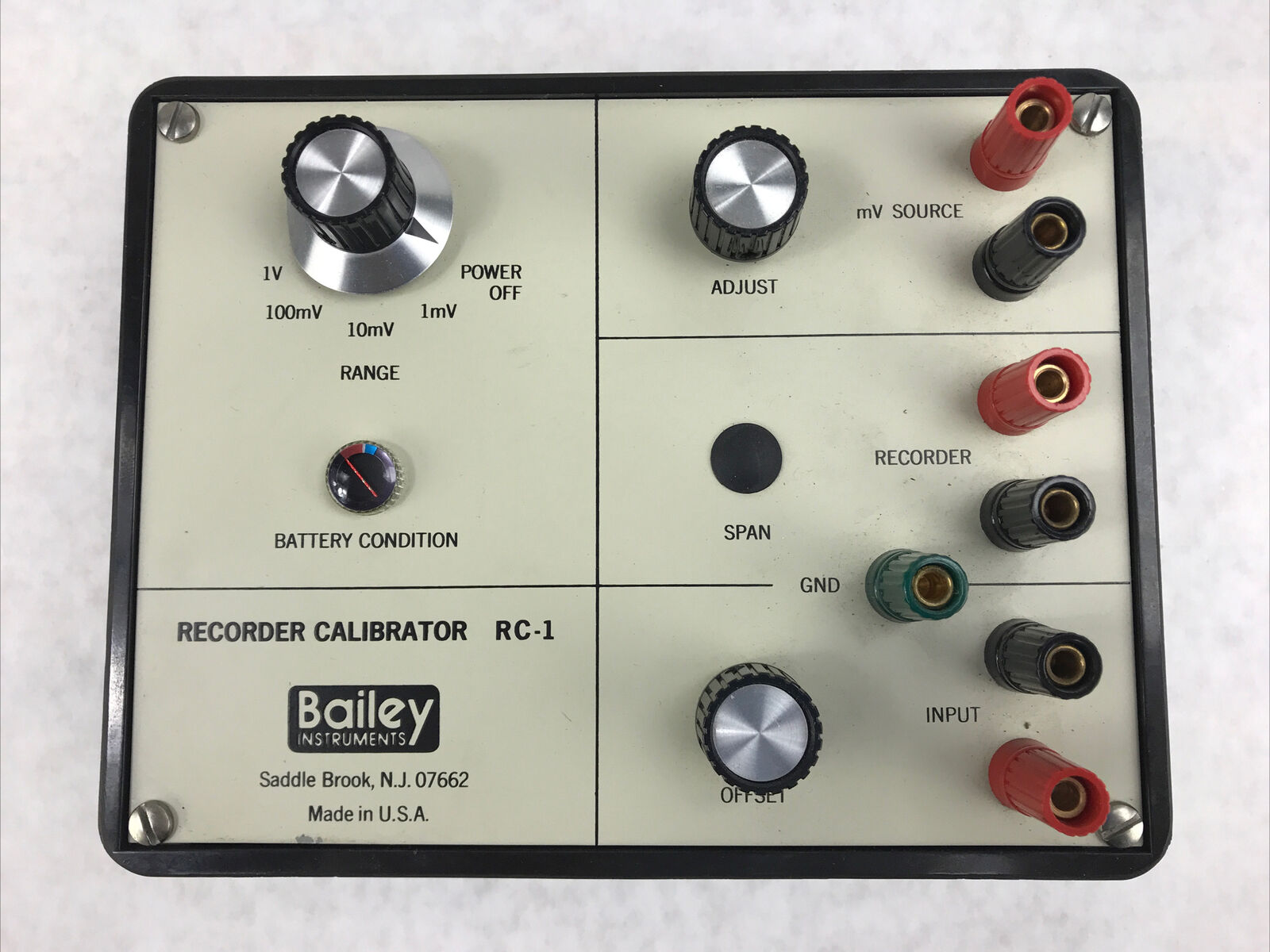 Bailey Instruments RC-1M Recorder Calibrator, 1mV-1V, Bailey RC1M Calibrator