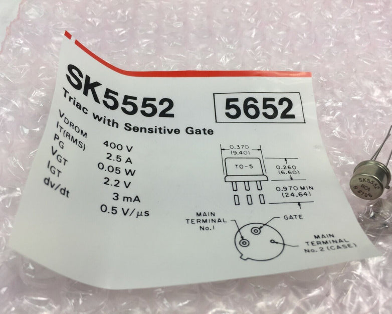 RCA SK5552 Triac with Sensitive Gate   Lot of 5   NOS