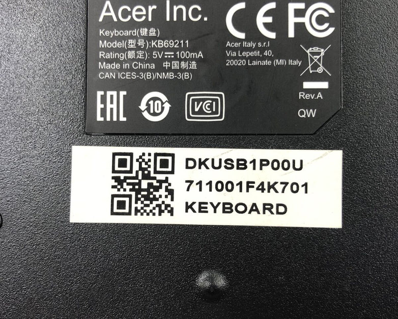 Lot of 2 Acer KB69211 USB Wired Slim Office Home Keyboard - Black