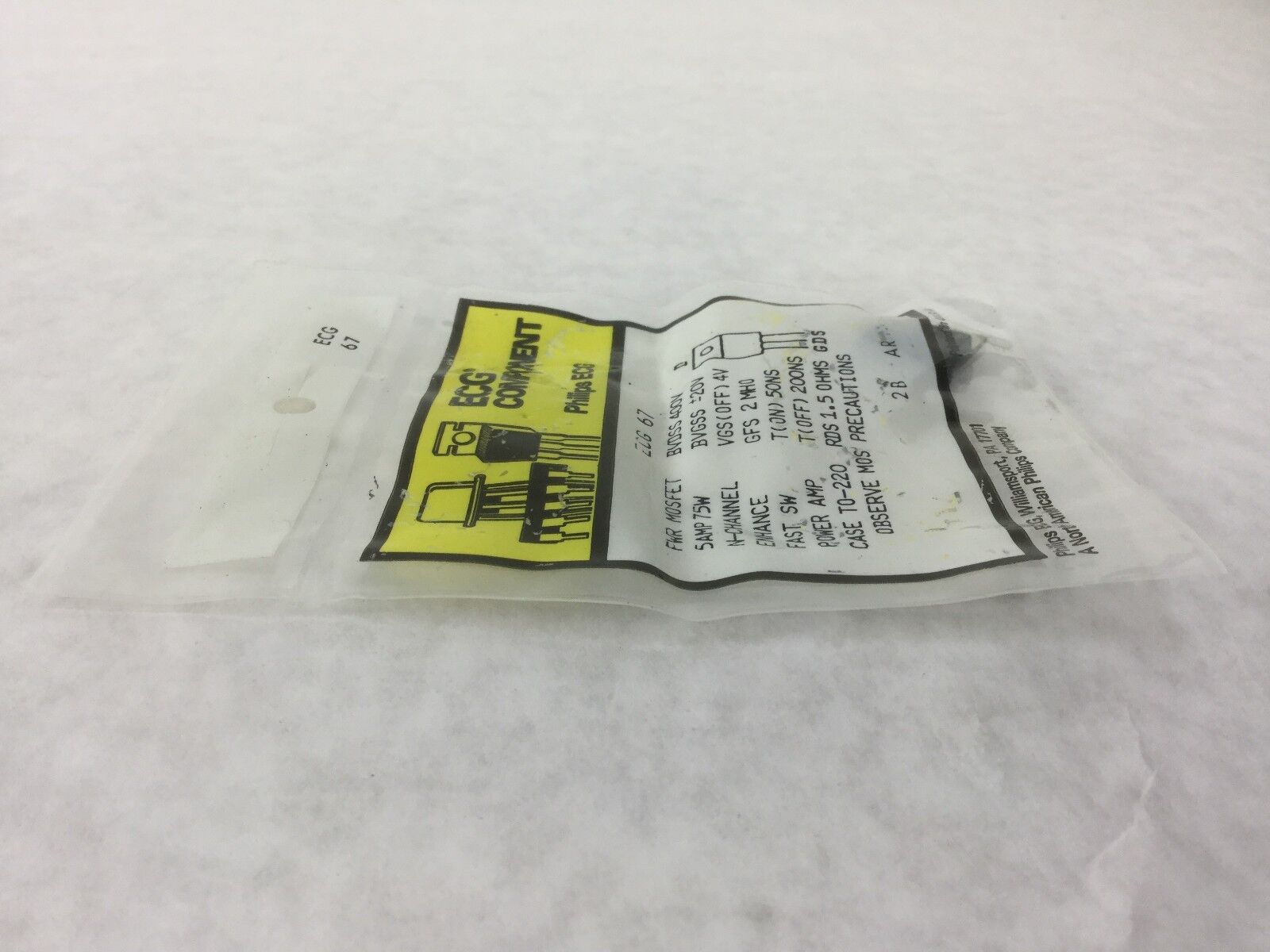 Philips ECG 67 Transistor, PWR MOSFET, 5AMP 75W, NEW SEALED
