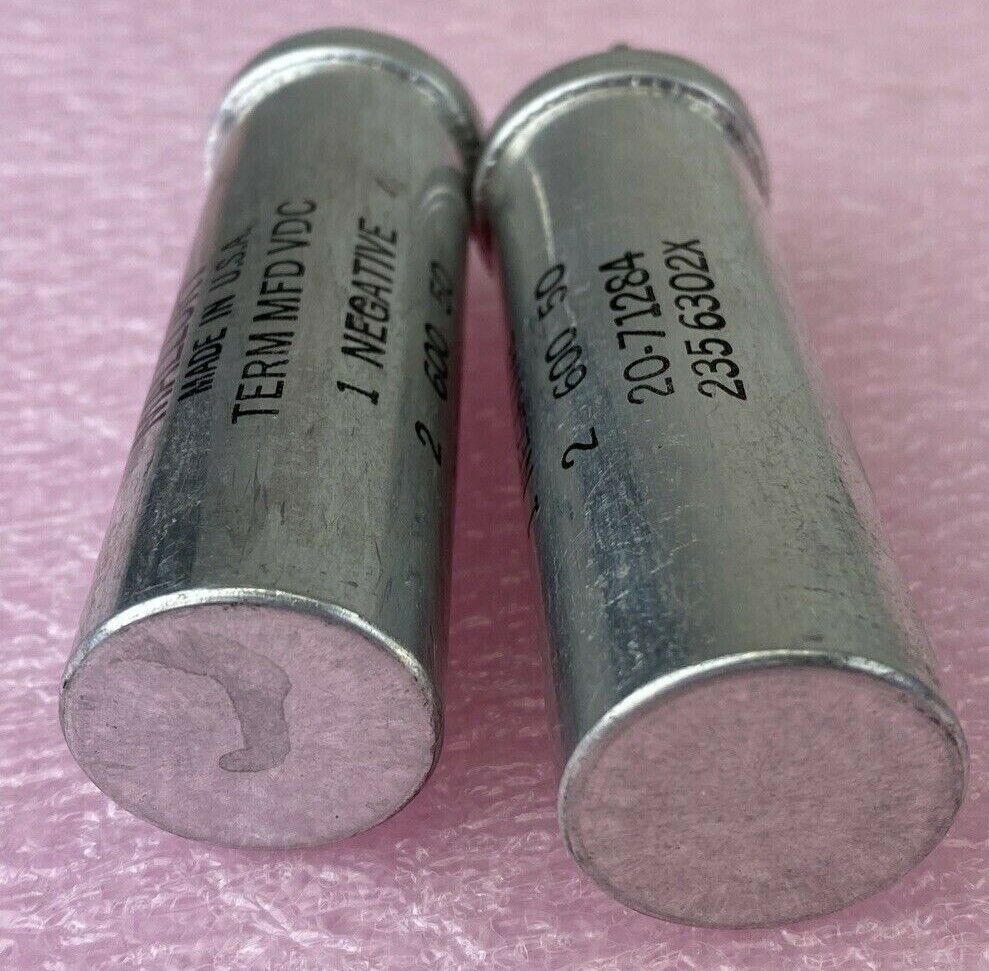 Lot of 2 Mallory 20-71284 600MFD 50VDC electrolytic capacitor 2356302X