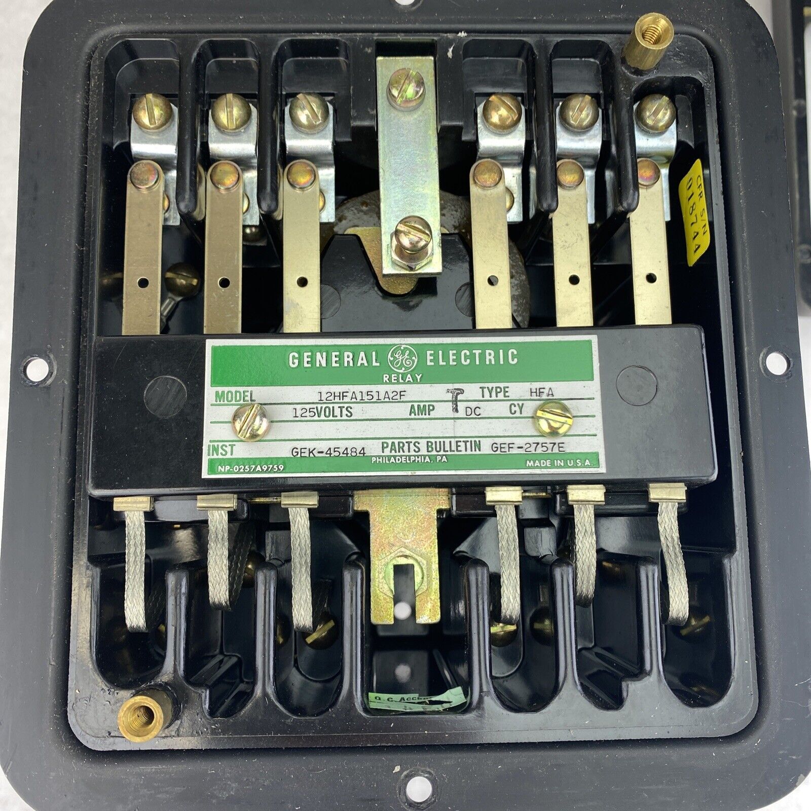 GE 12HFA151A2F Type HFA 5.5x6" 125VDC wall mount auxiliary relay